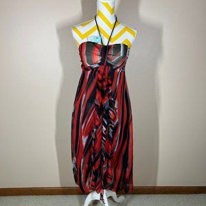 NWT GOA Beach Coverup Dress Lined Red/Black/Gray size S